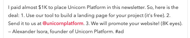The newsletter advertisement that generated no sales